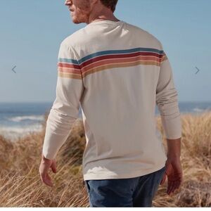 Marine Layer Cream Long Sleeve Tee with Stripes